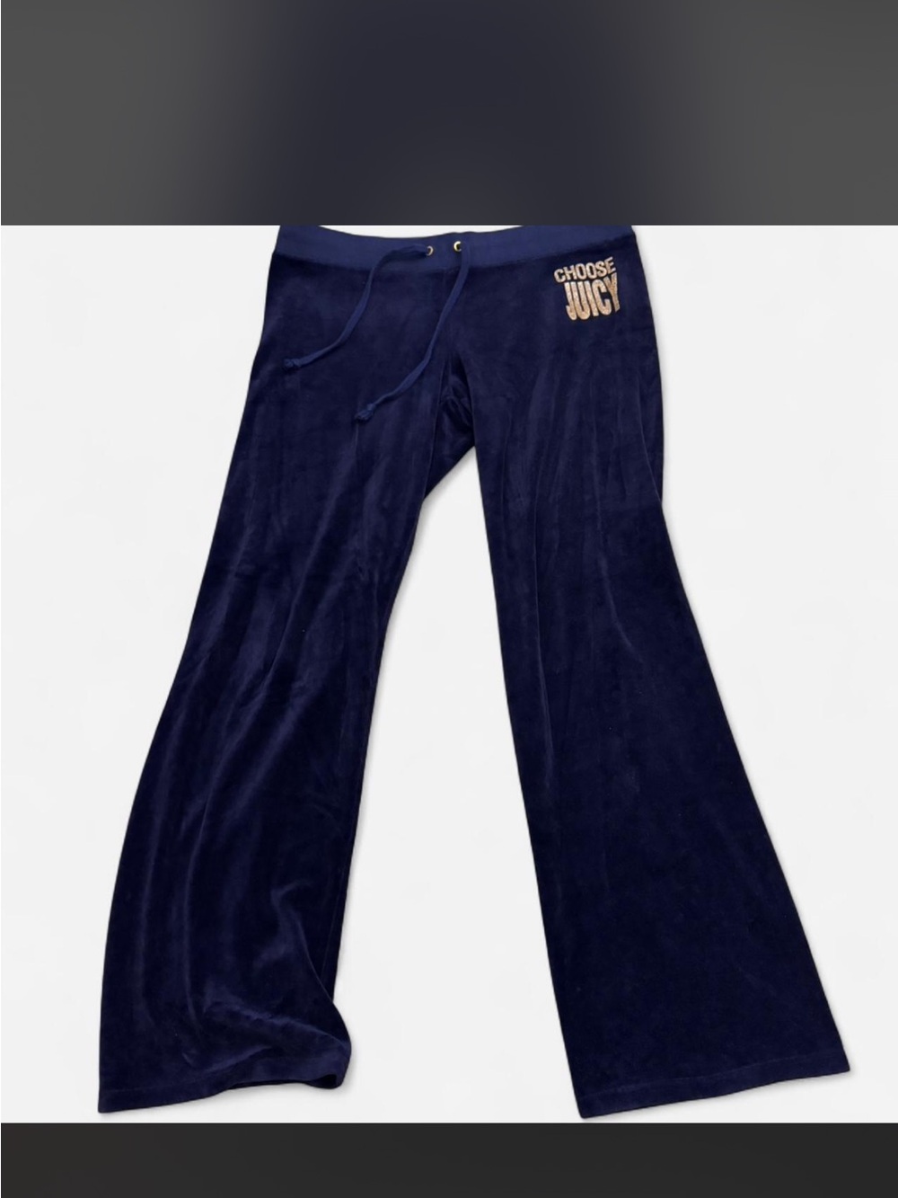 VINTAGE Juicy Couture Navy Velour Flare Sweatpants with Logo